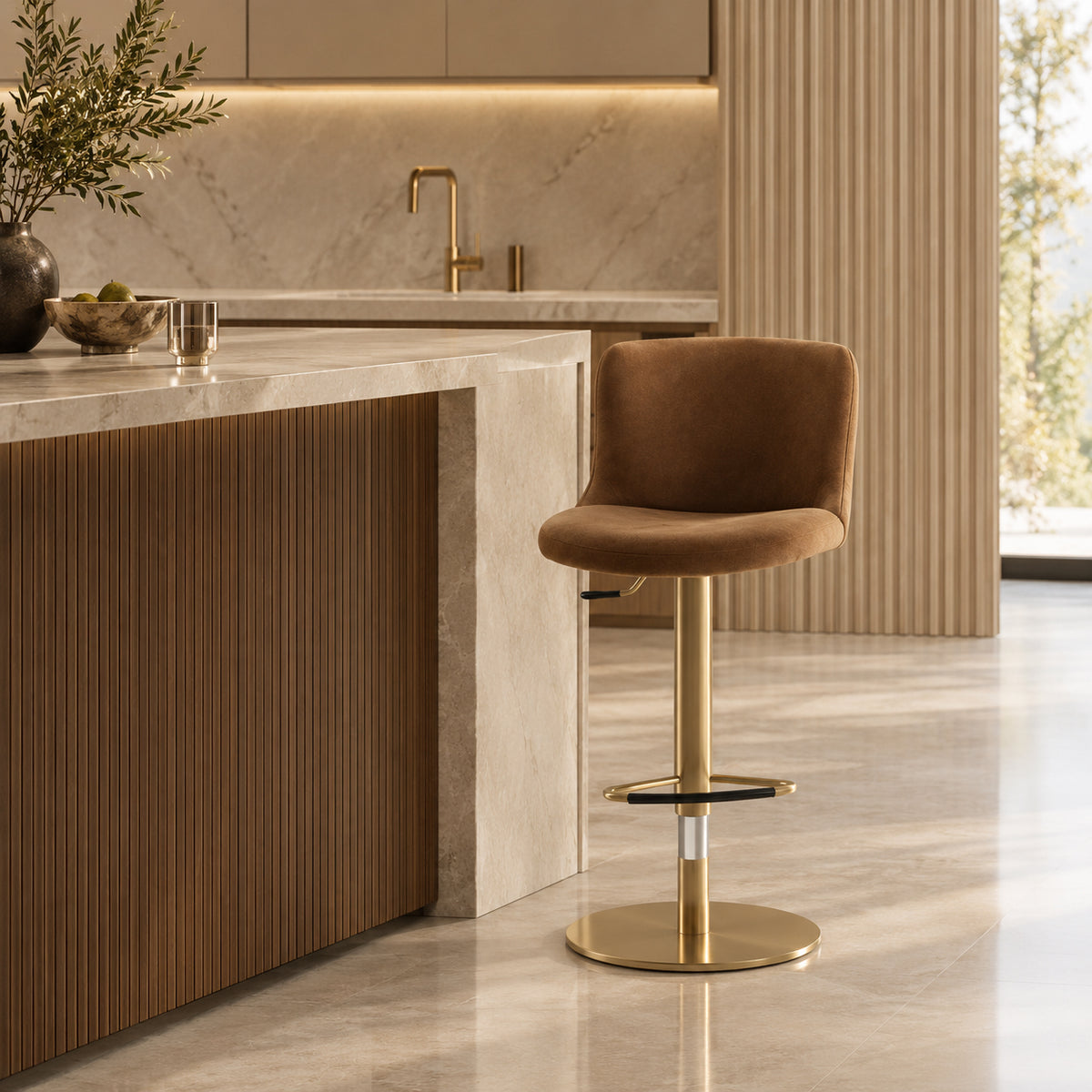Ariel Bar Stool With Swivel Base