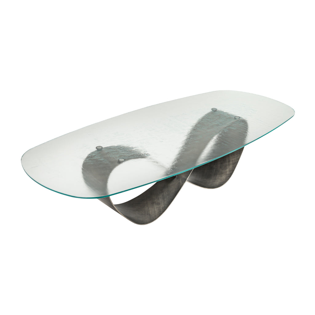 Butterfly Dining Table: Mist Glass Top