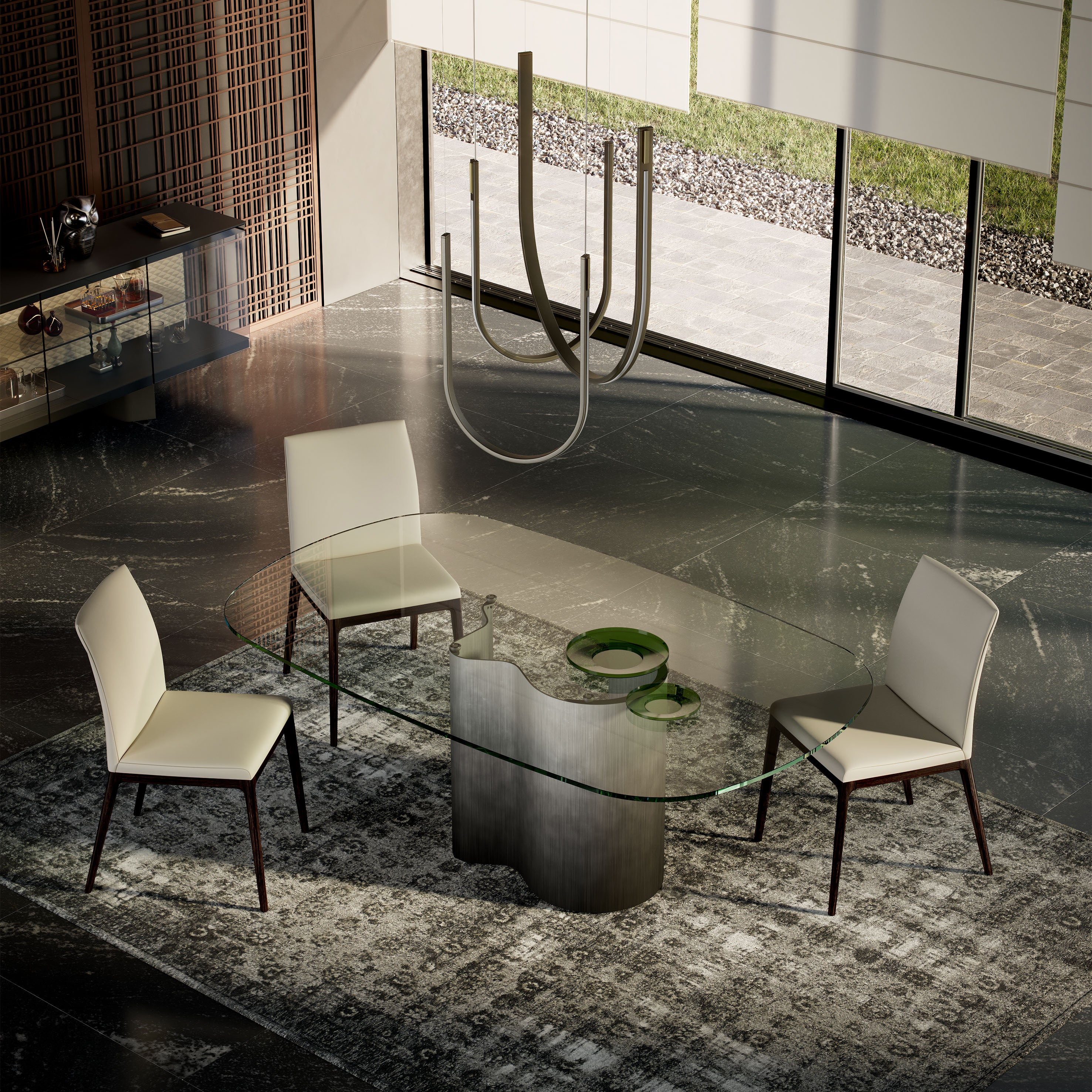 Papelito Glass Dining Table: Sag
