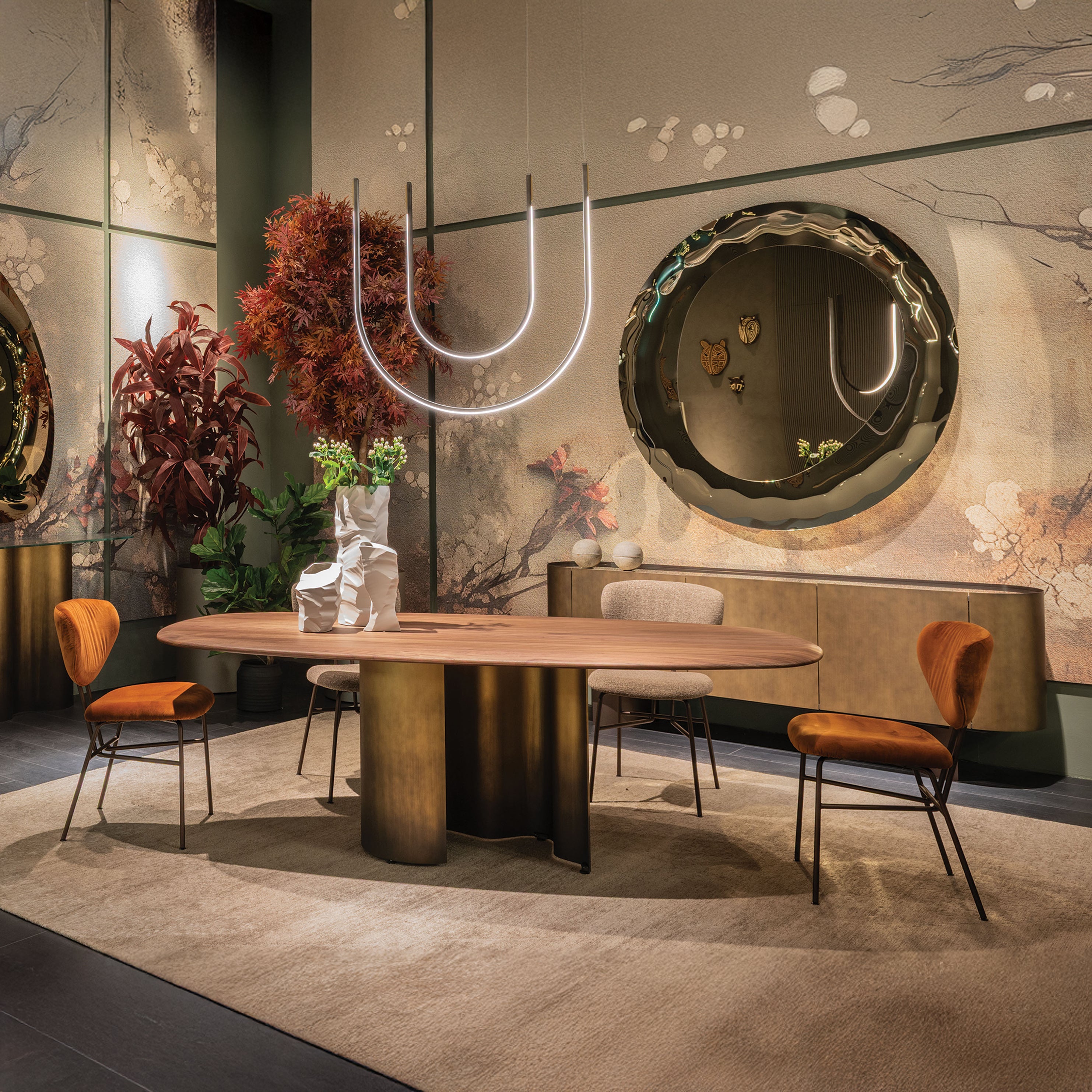 Papelito Wood Dining Table: Rounded Edge