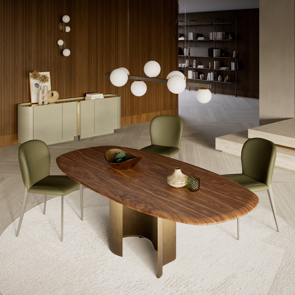 Papelito Wood Dining Table: Rounded Edge