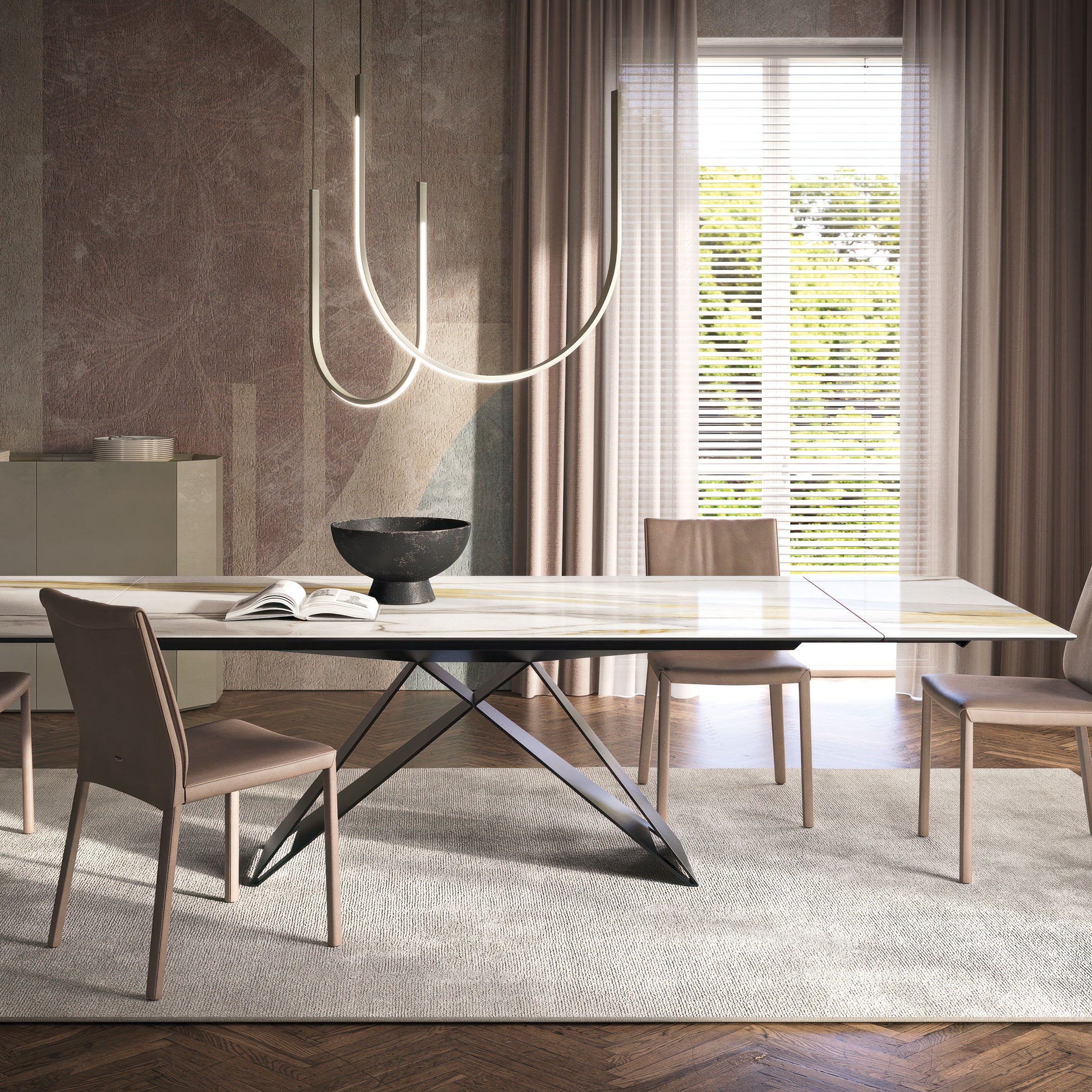 Premier Keramik Drive Extendable Dining Table: Rectangle