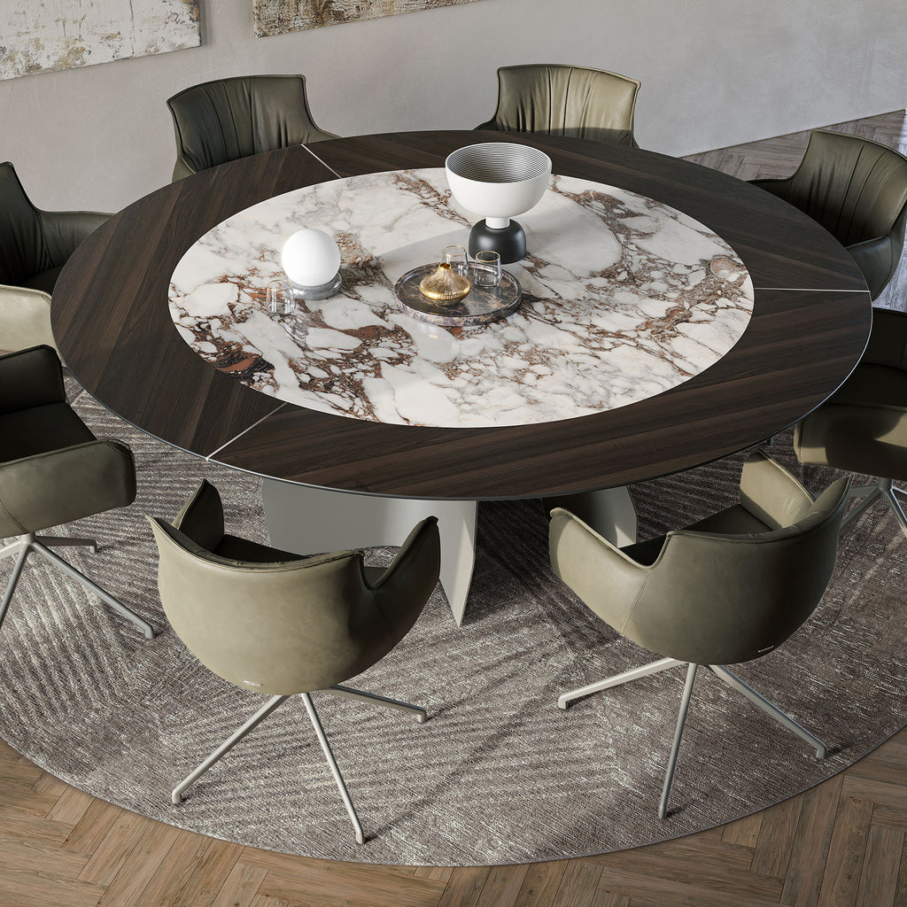 Senator Ker Wood Round Dining Table: Swivel Insert