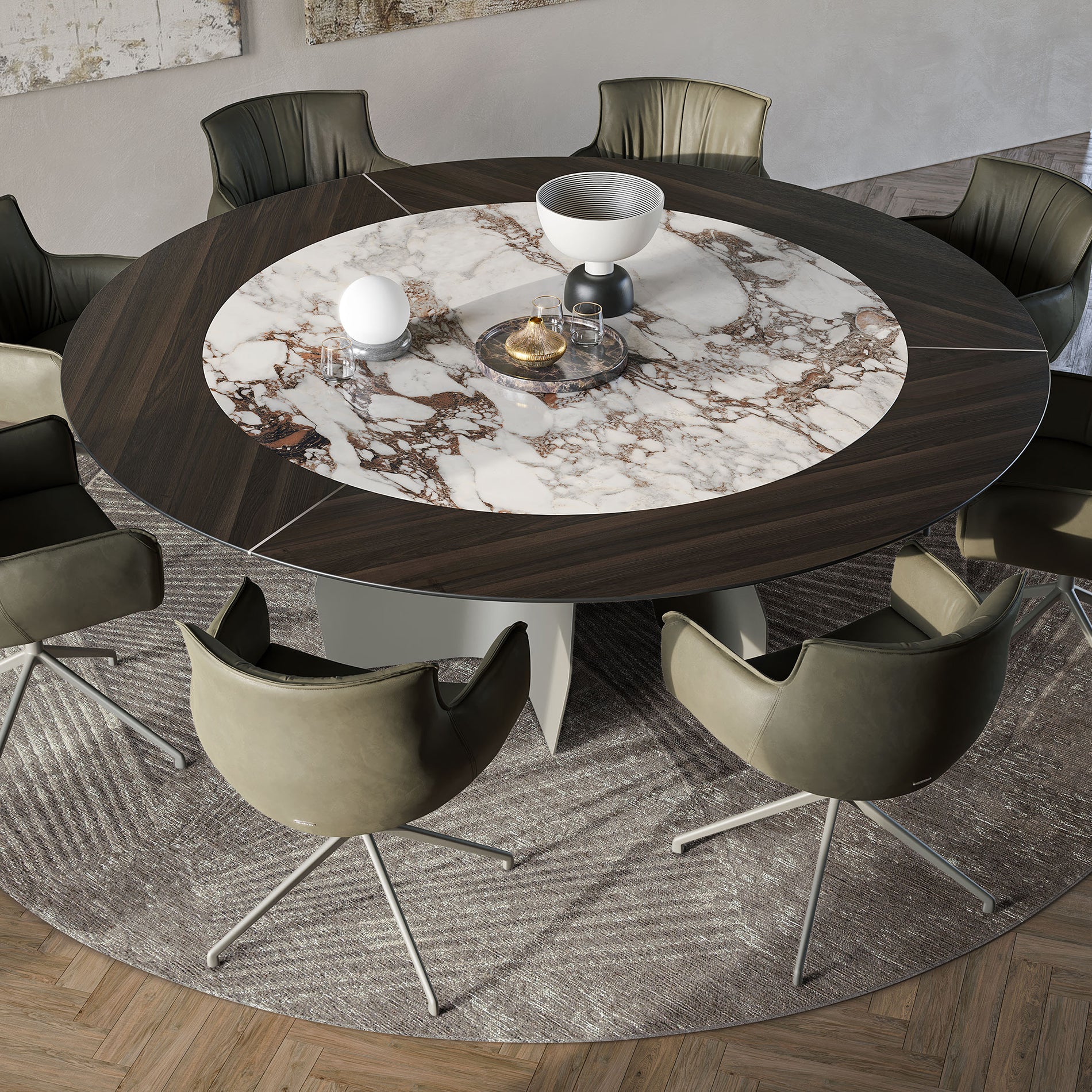 Senator Ker Wood Round Dining Table: Swivel Insert