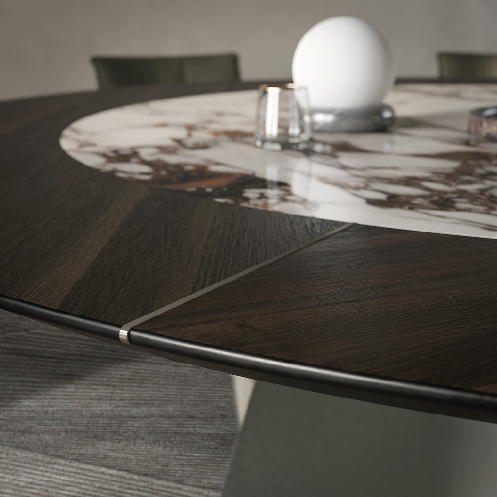 Senator Ker Wood Round Dining Table: Swivel Insert