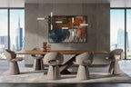 Stratos Wood Dining Table: Barrel Top