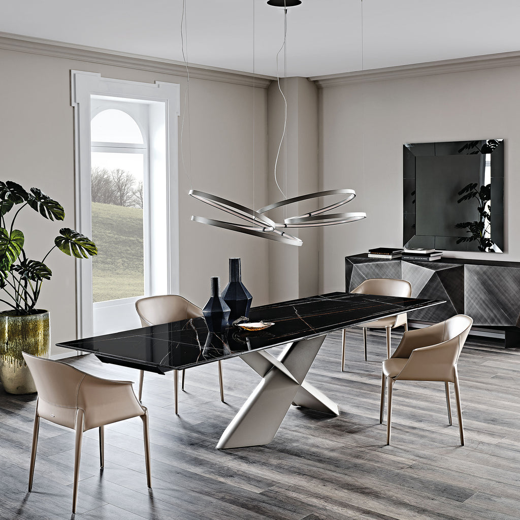 Tyron Keramik Drive Extendable Dining Table: Rectangle