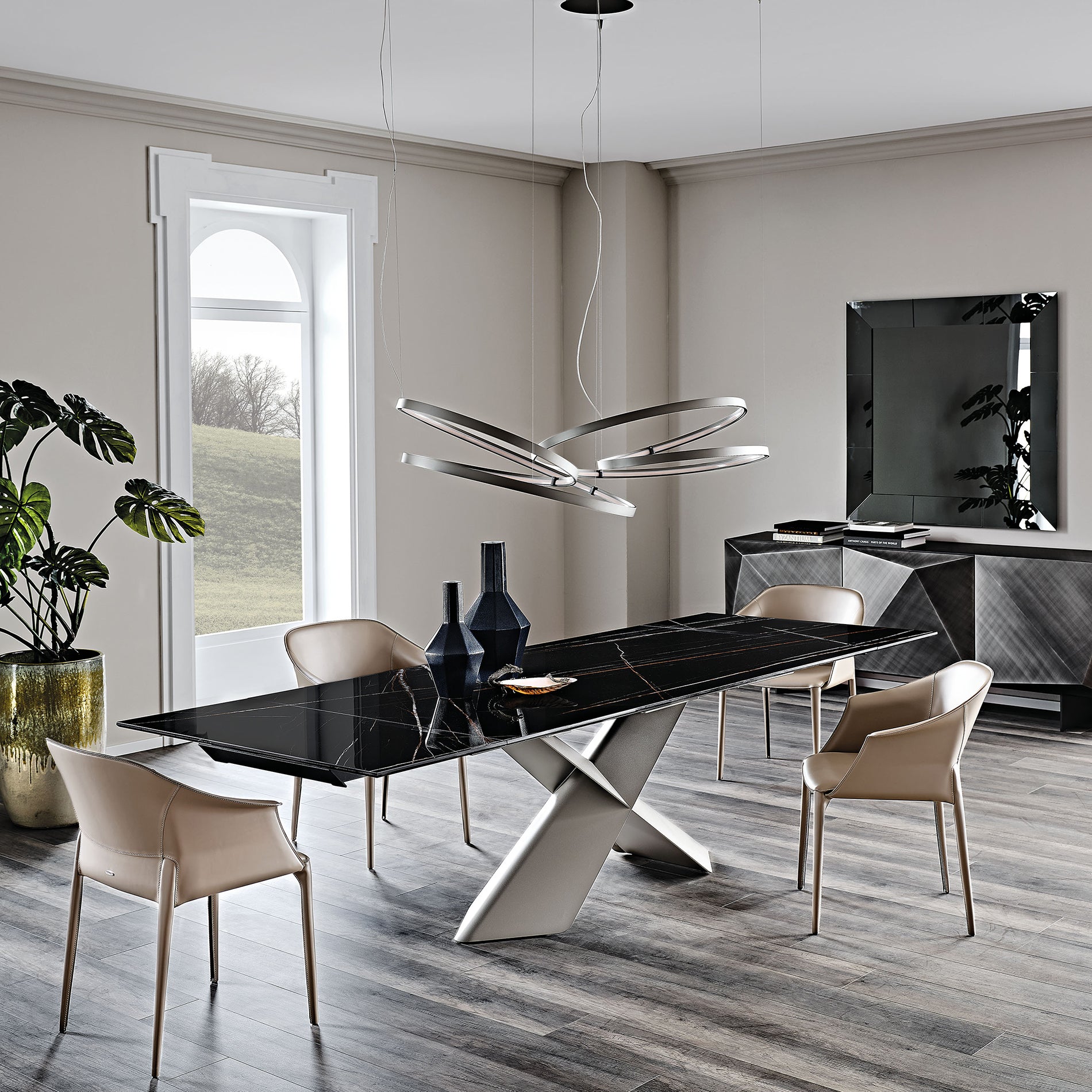 Tyron Keramik Drive Extendable Dining Table: Rectangle