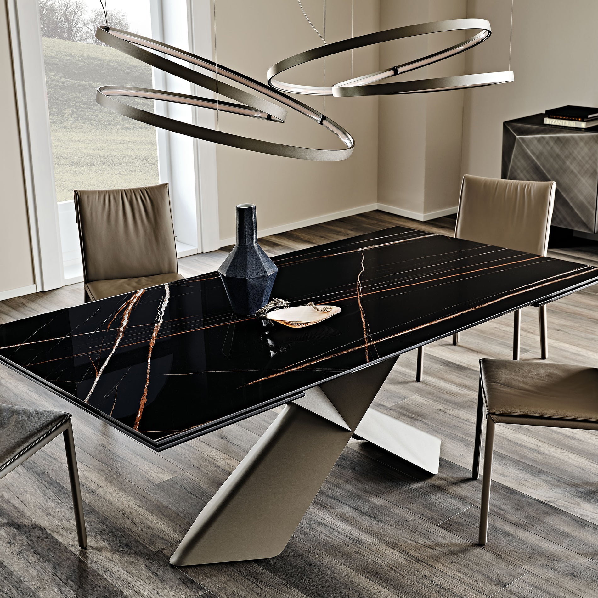 Tyron Keramik Drive Extendable Dining Table: Rectangle