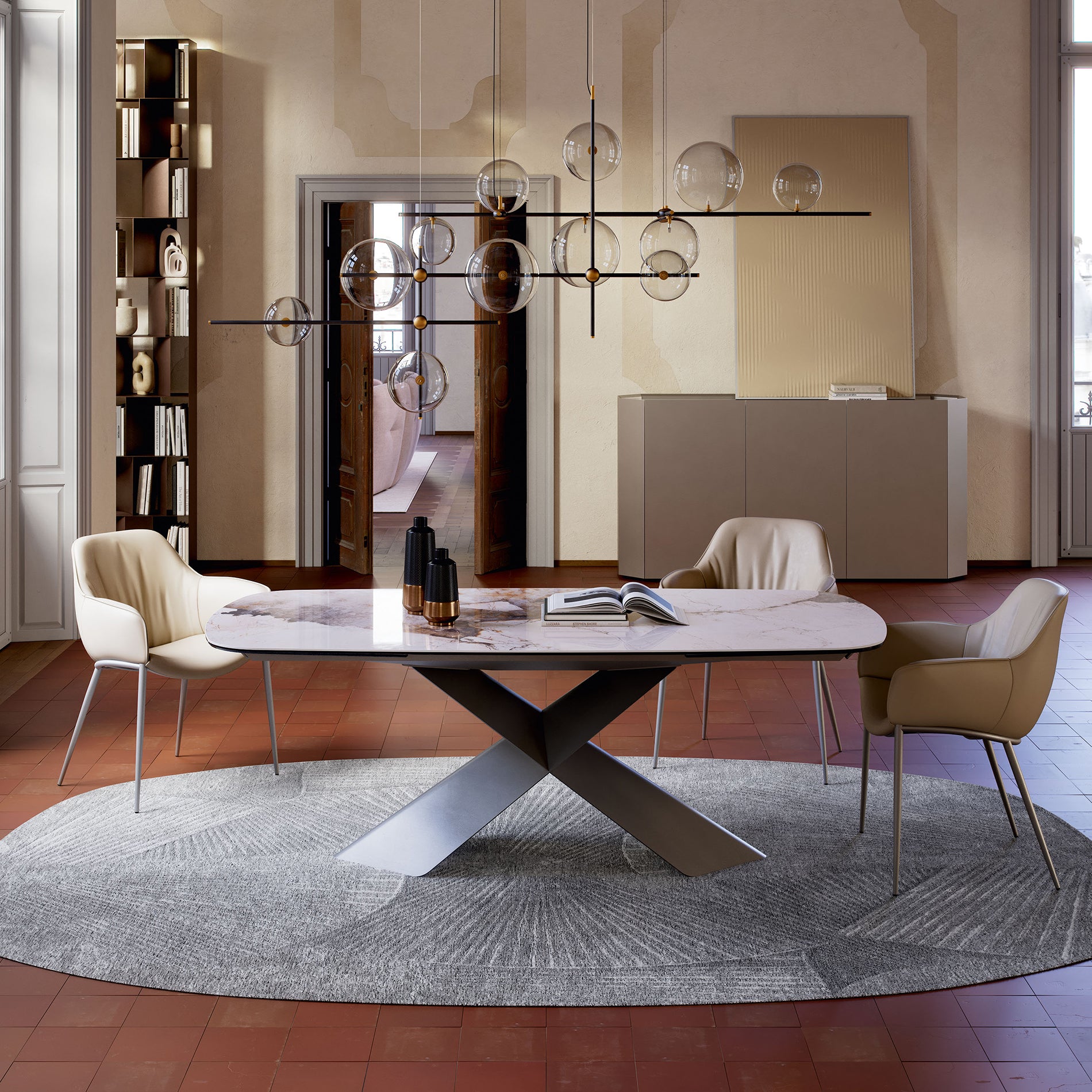 Tyron Keramik Drive Extendable Dining Table: Sag