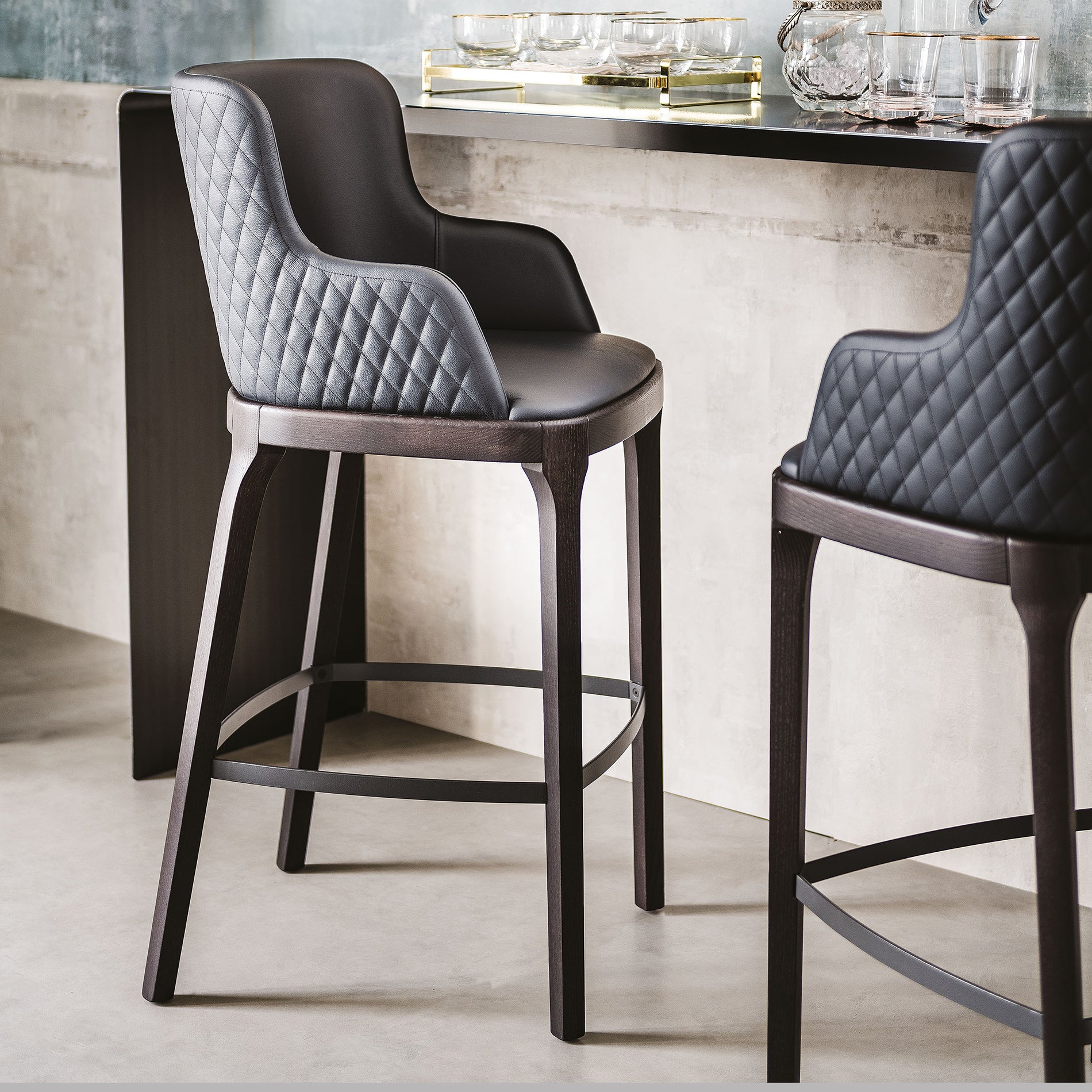 Magda Couture Bar + Counter Stool: With Armrest