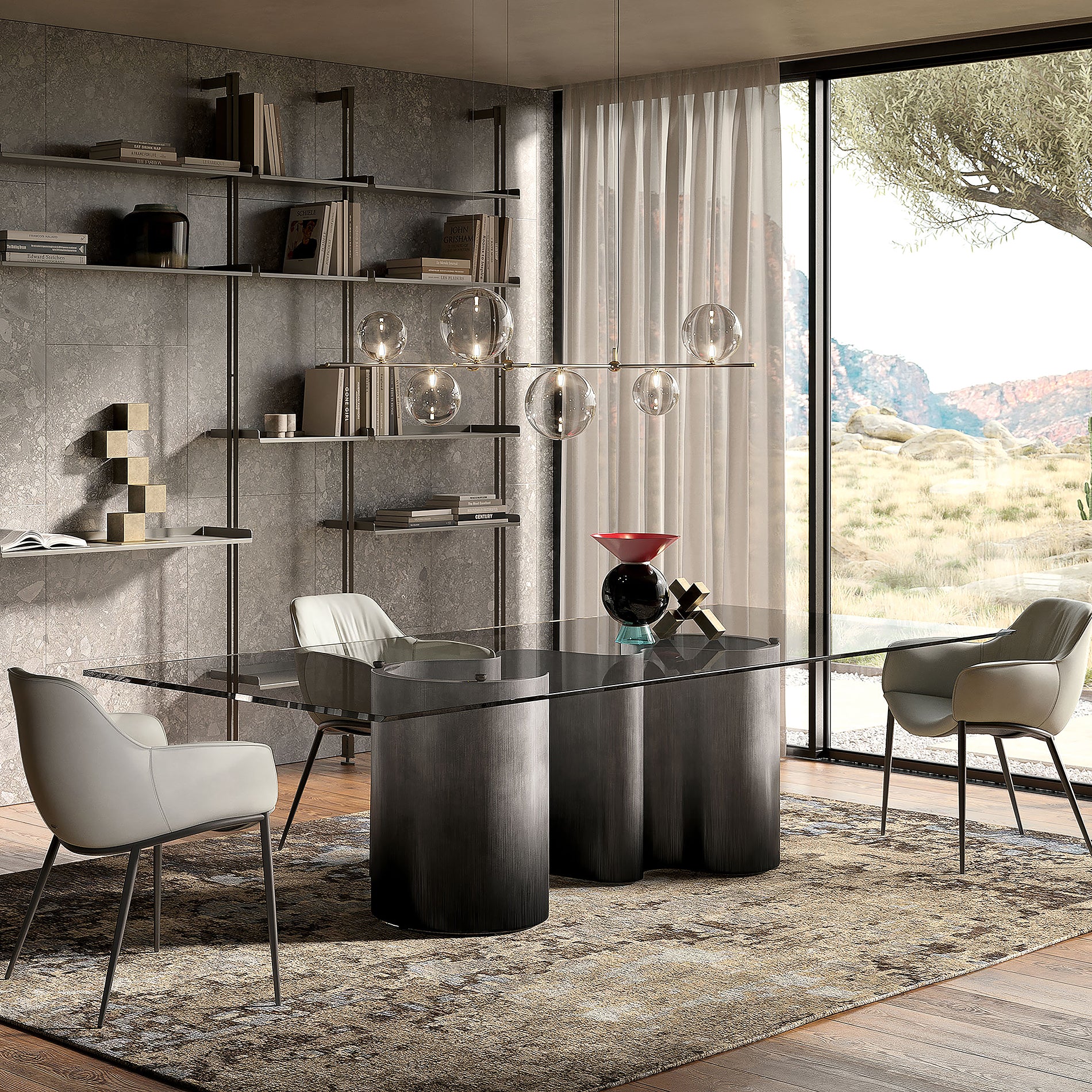 Papel Glass Dining Table: Rectangle