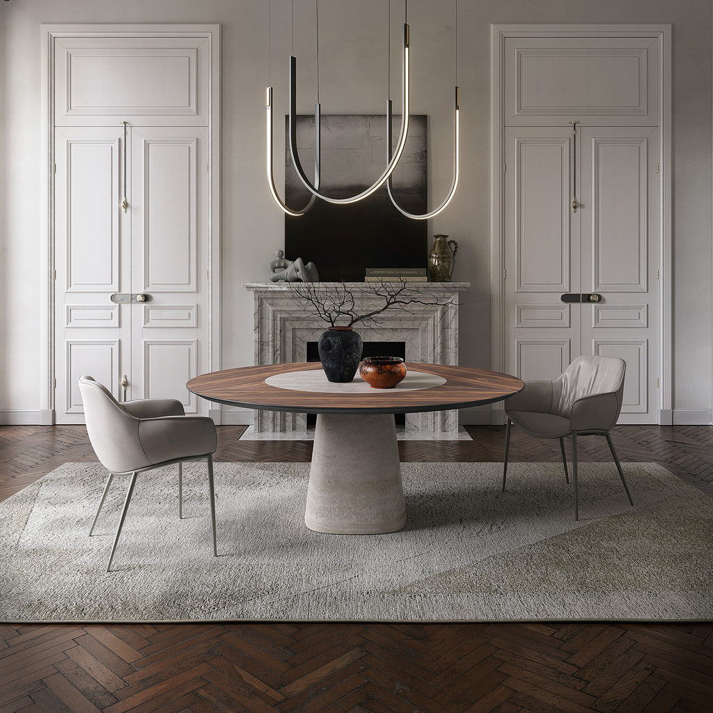 Rado Ker - Wood Round Dining Table: Swivel Insert