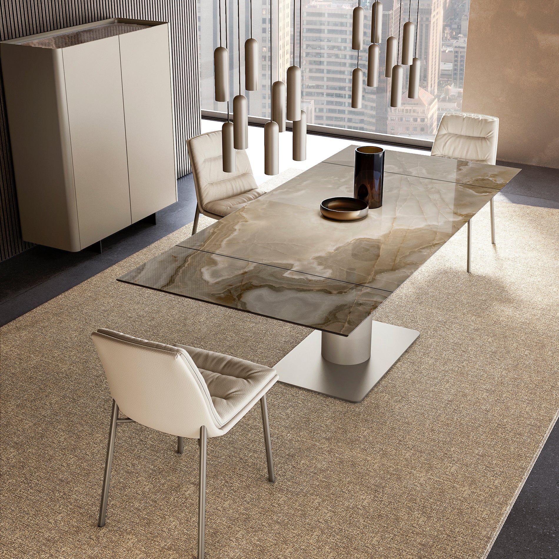 Cilindro Extendable Dining Table: Ceramic Top
