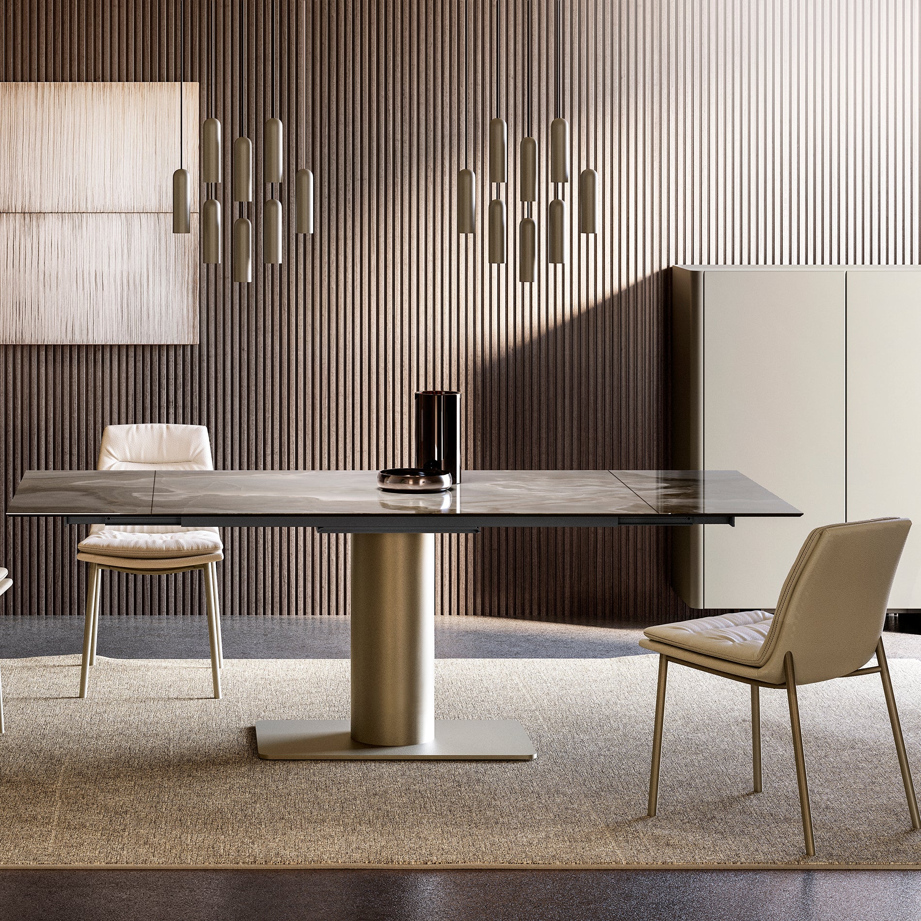 Cilindro Extendable Dining Table: Ceramic Top
