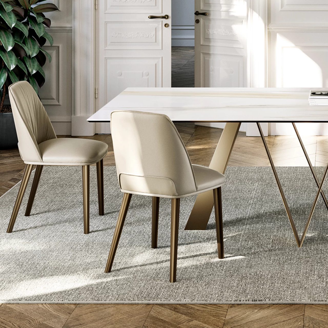 Diva Dining Chair: 4 Metal Legs