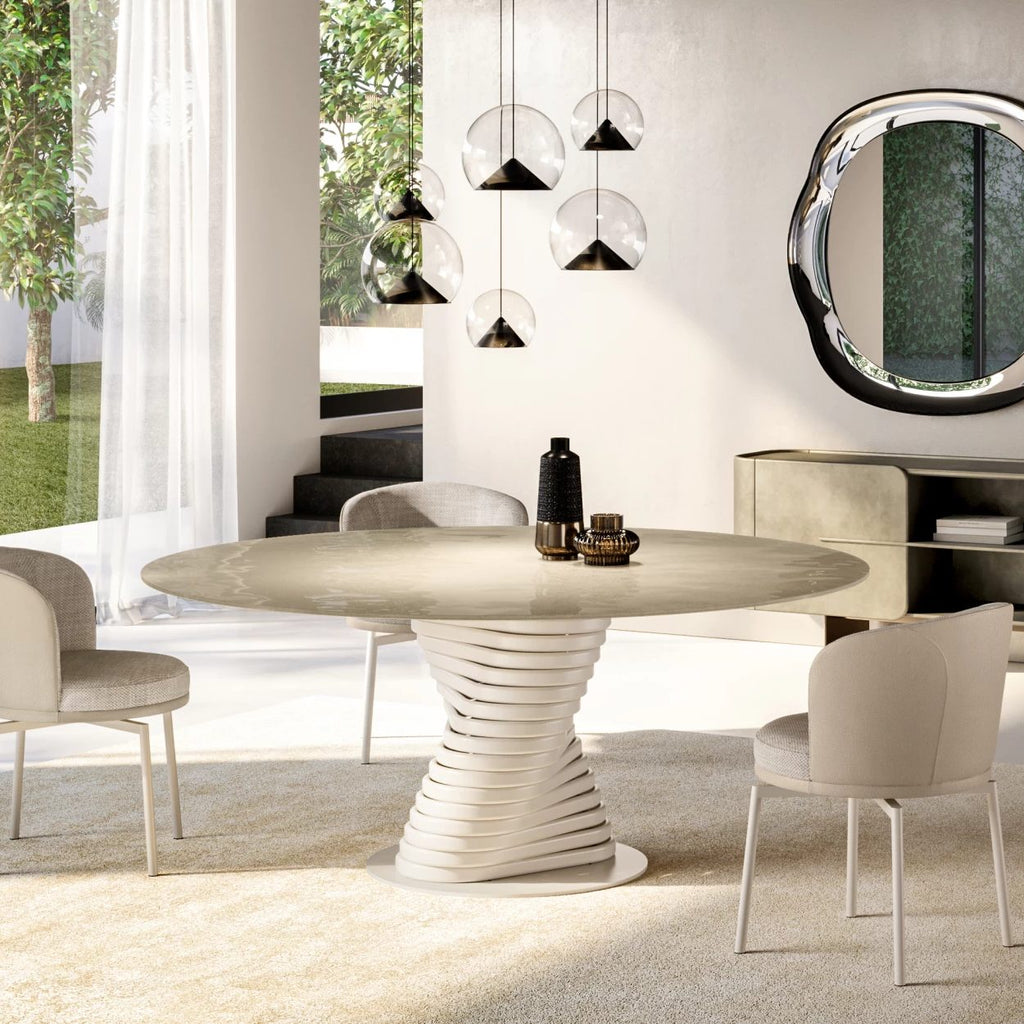 Rotolo Dining Table: Glass Top