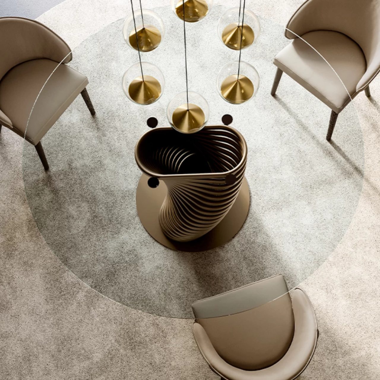 Rotolo Dining Table: Glass Top
