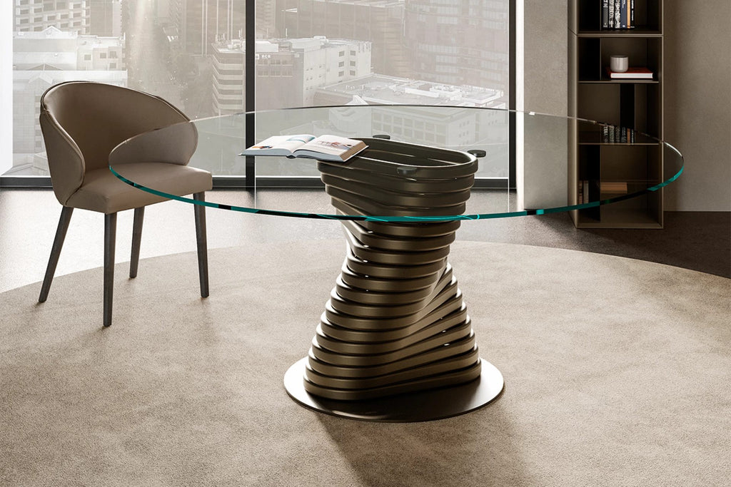 Rotolo Dining Table: Glass Top