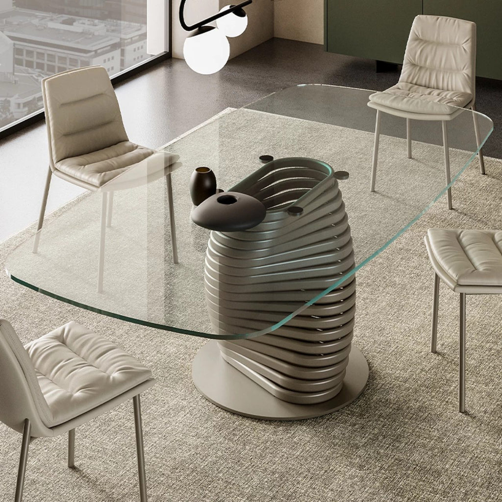 Rotolo Dining Table: Glass Top