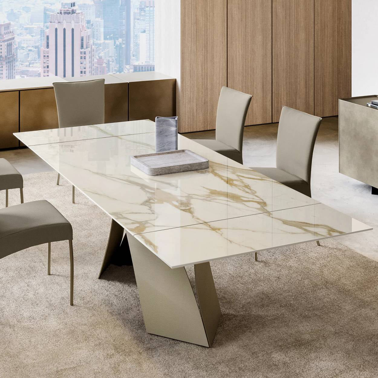 Twist Extendable Dining Table: Ceramic Top
