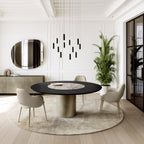 Cilindro Round Dining Table: Wood + Ceramic Top