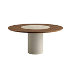 Cilindro Round Dining Table: Wood + Ceramic Top
