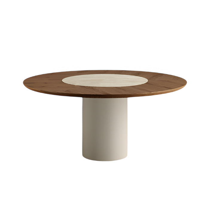 Cilindro Round Dining Table: Wood + Ceramic Top