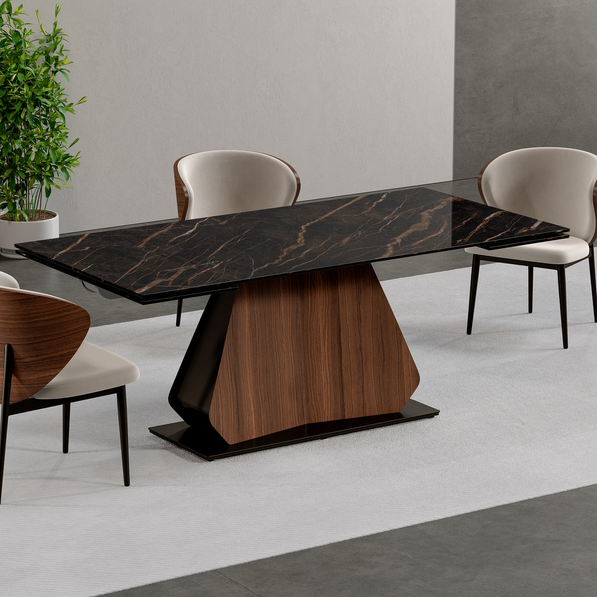 Gea Extendable Dining Table: Ceramic Top