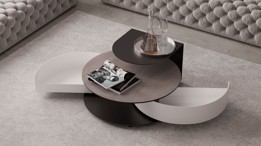 Theta Round Shelf Extendable Coffee Table