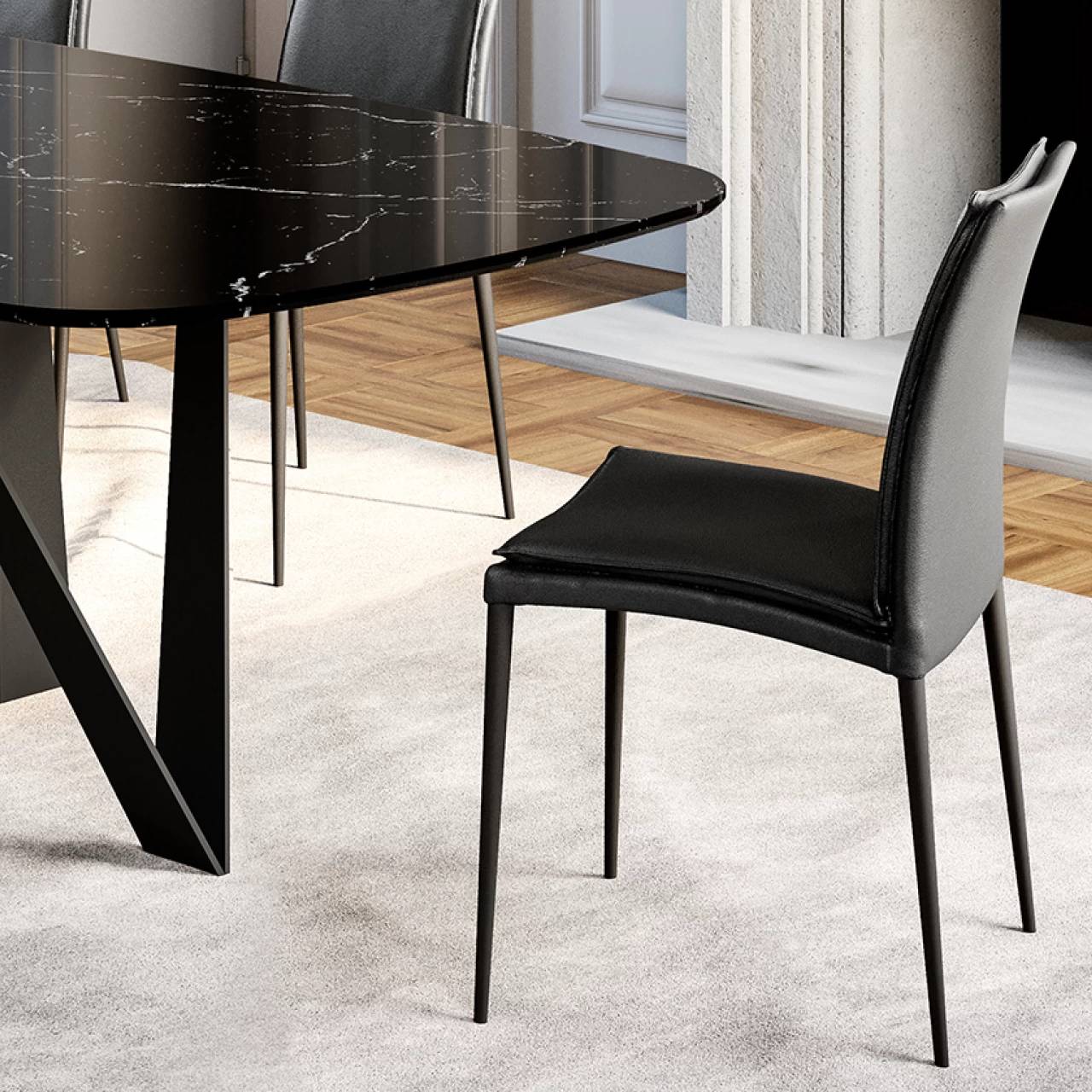 Asia Flex Soft Dining Chair: 4 Metal Legs