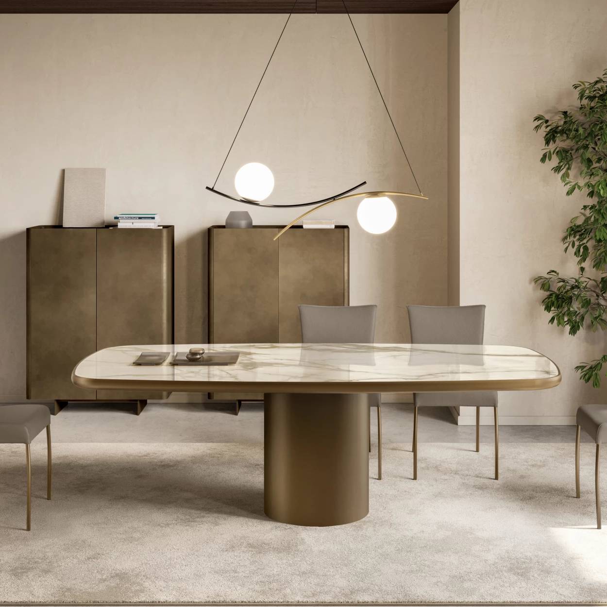 Cilindro Shaped Dining Table: Ceramic King Top