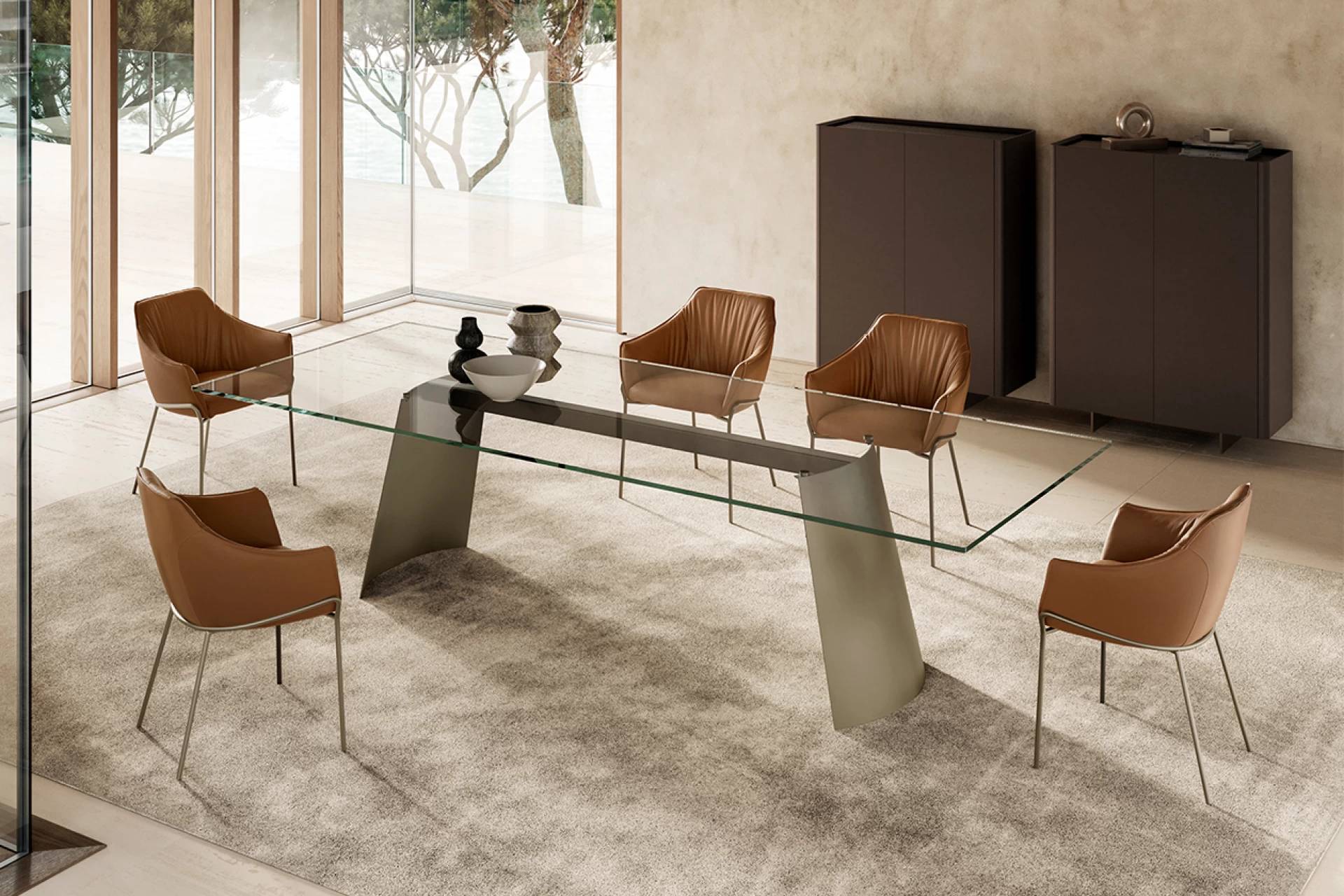 Dorian Dining Table: Glass Top