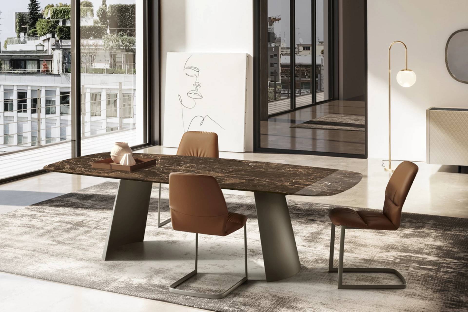Dorian Dining Table: Marble Top