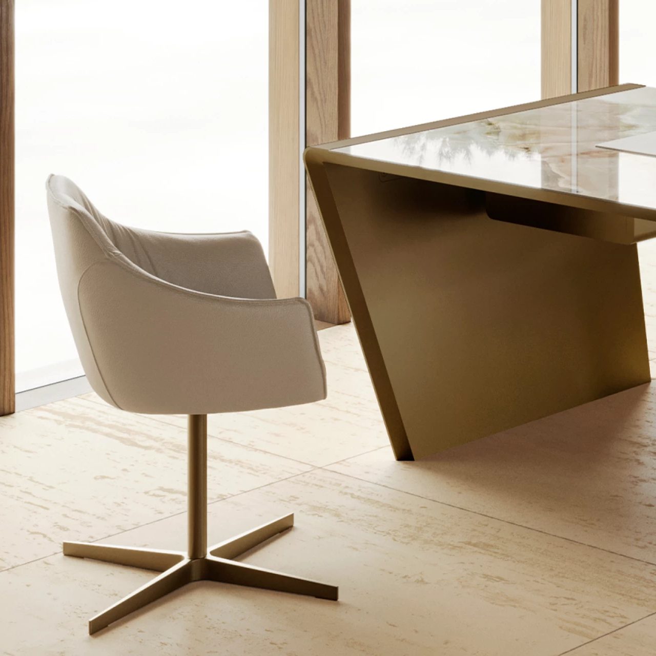 Era Swivel Armchair: 4 Ways Base