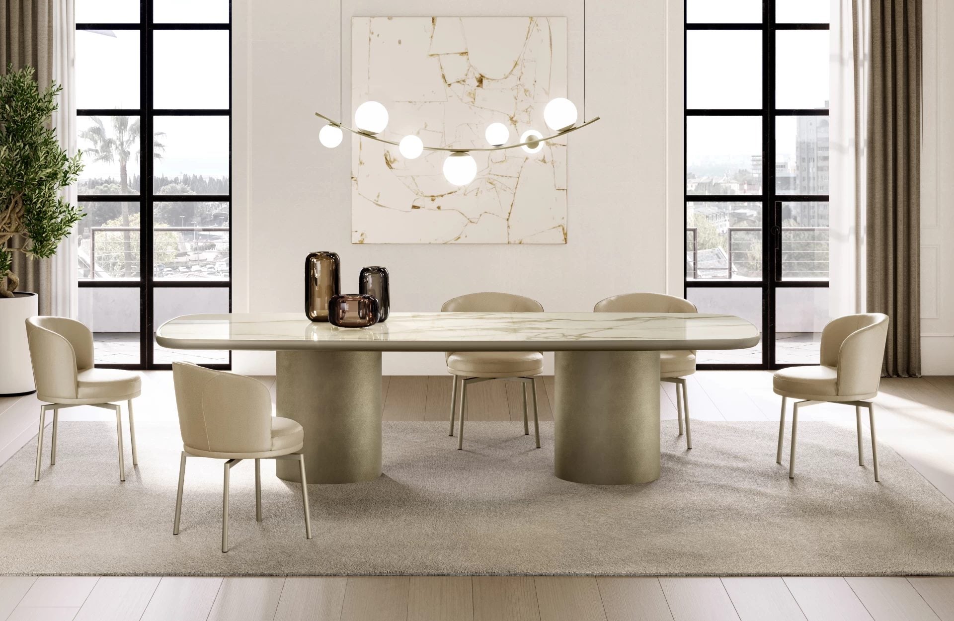 Ginger Dining Armchair: 4 Metal Legs: Monocolor Version