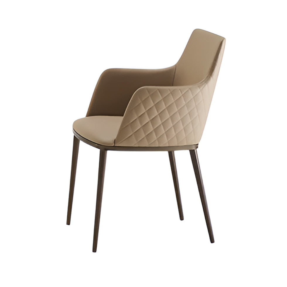 Max Diamond Dining Armchair: Metal Base