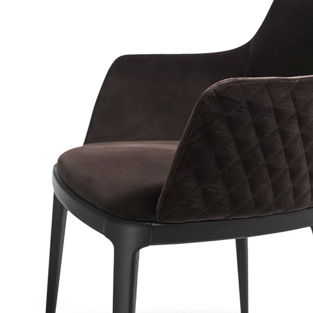 Max Diamond Dining Armchair: Wooden Base