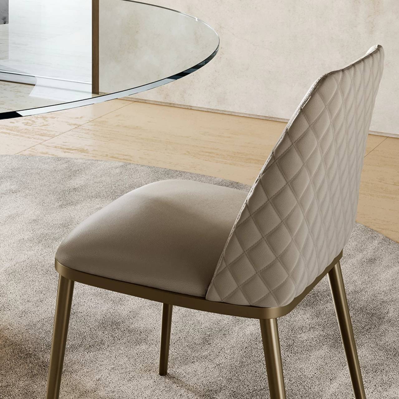 Max Diamond Dining Chair: Metal Base