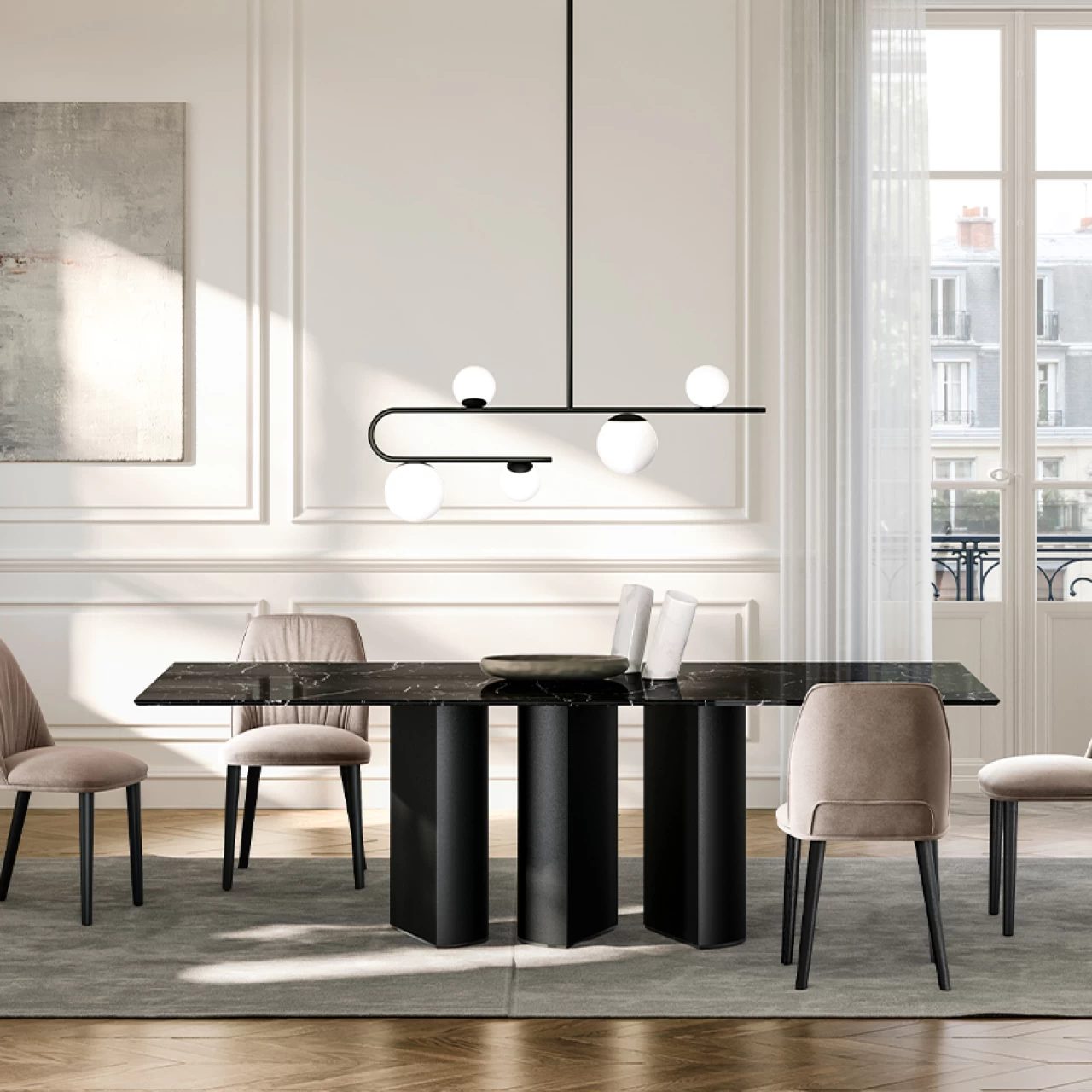 Plai Dining Table: Marble Top