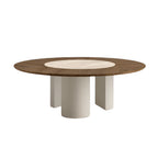 Plai Round Dining Table: Ceramic + Wood Top