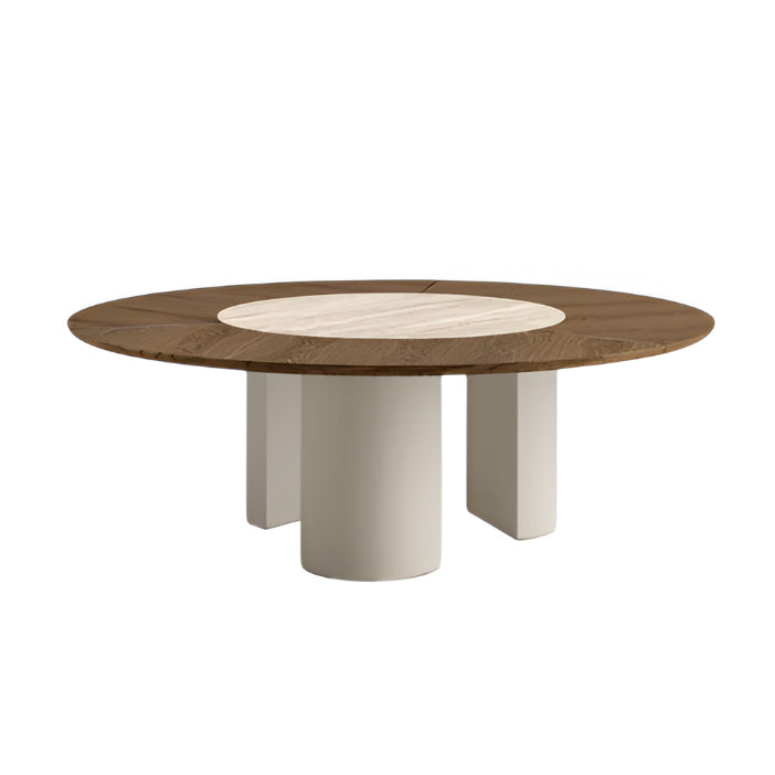 Plai Round Dining Table: Ceramic + Wood Top