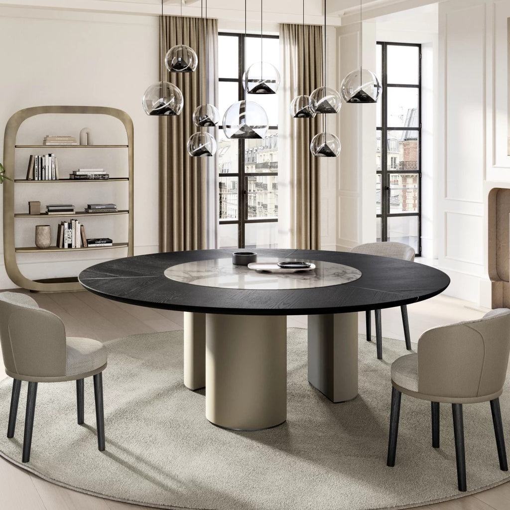 Plai Round Dining Table: Ceramic + Wood Top
