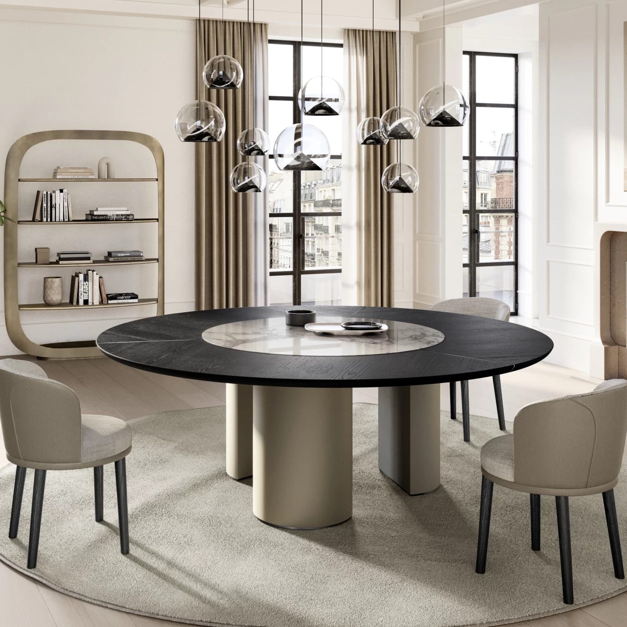 Plai Round Dining Table: Ceramic + Wood Top