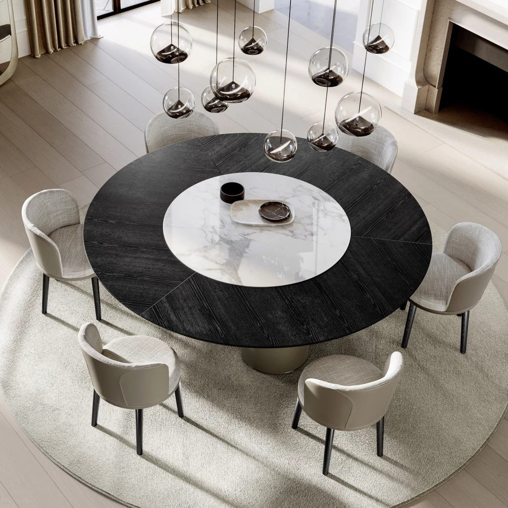 Plai Round Dining Table: Ceramic + Wood Top