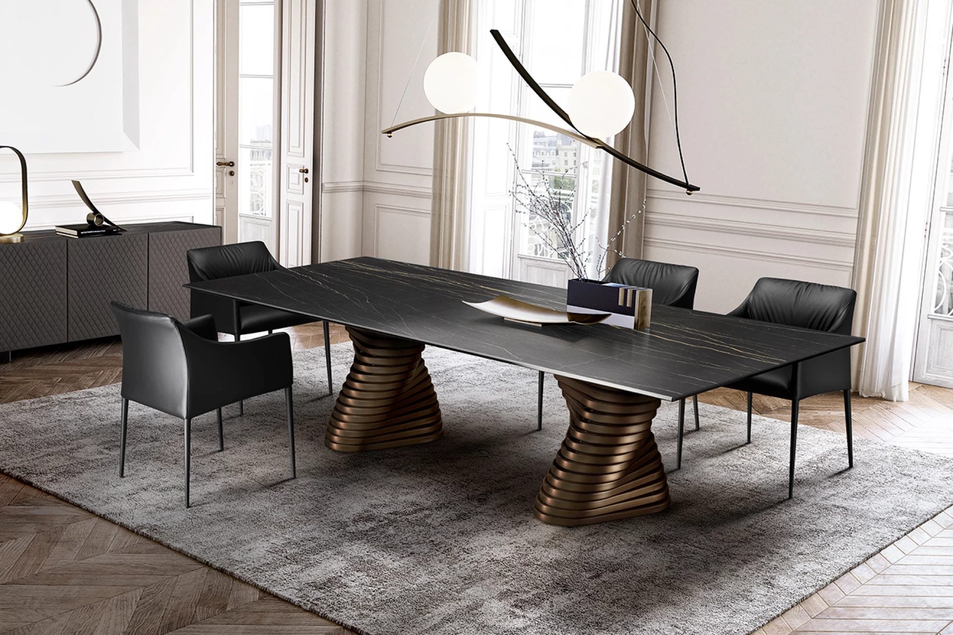 Rotolo Dining Table: Ceramic Top