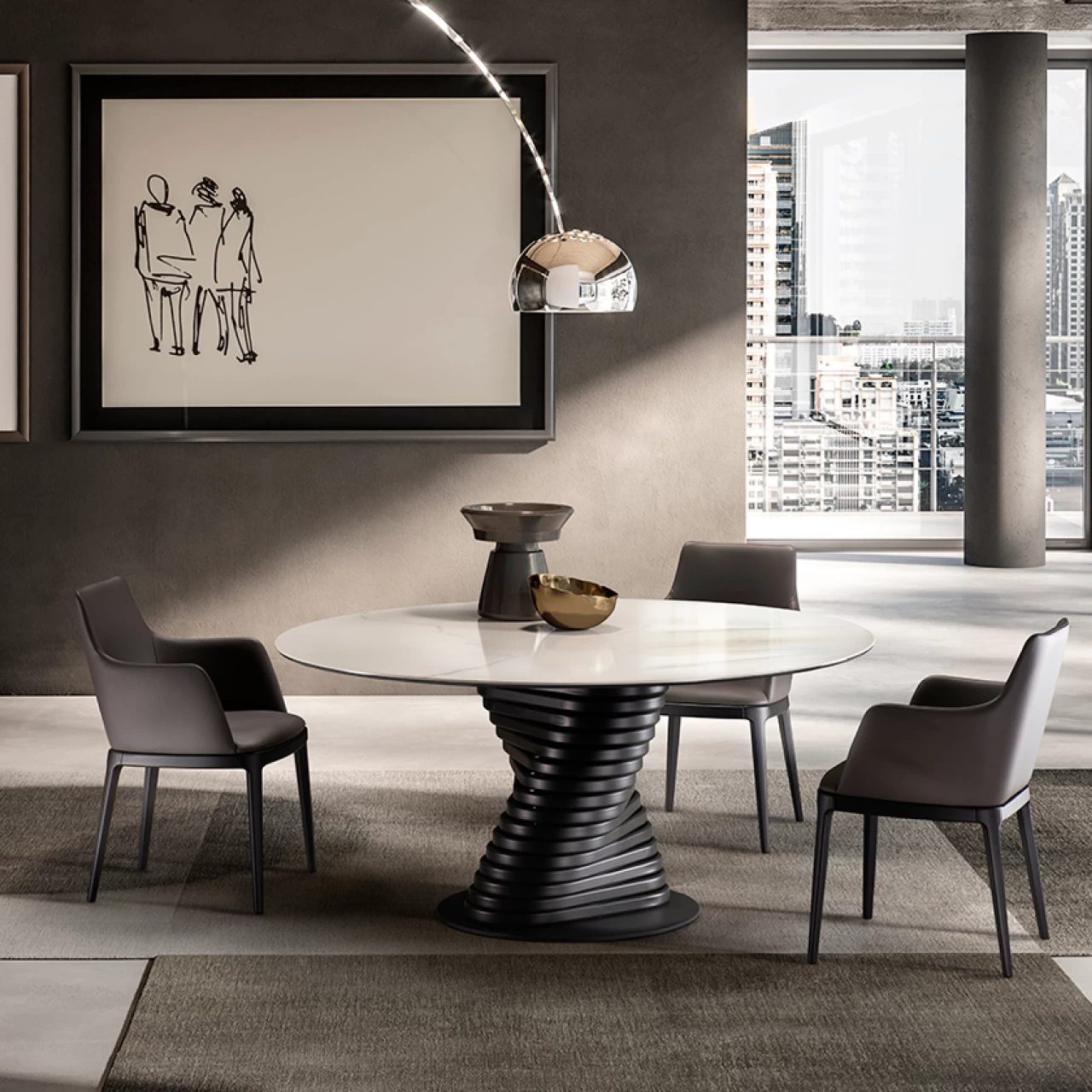 Rotolo Dining Table: Ceramic Top