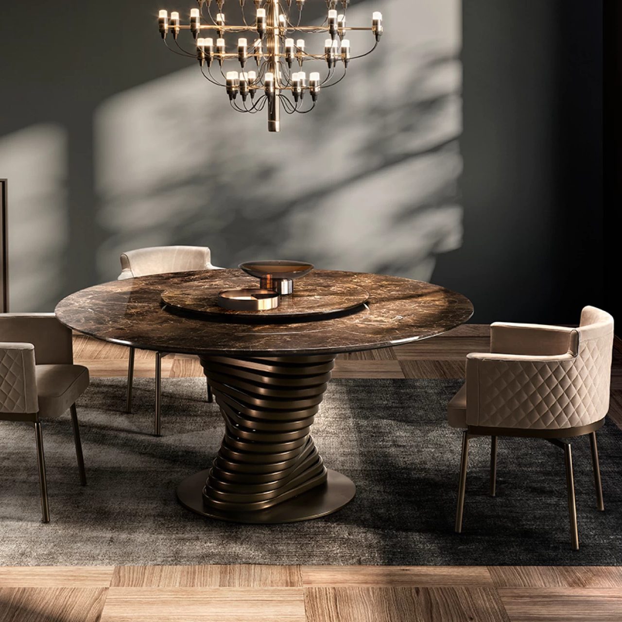 Rotolo Dining Table: Marble Top