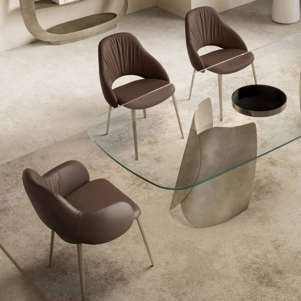Silhouette Deluxe Dining Chair: 4 Metal Legs