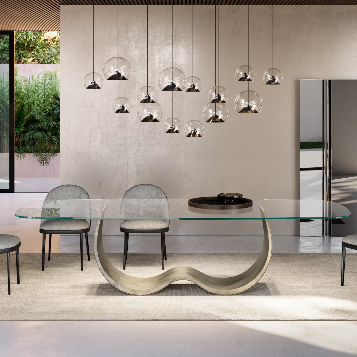 Alisei Dining Table: Glass Top